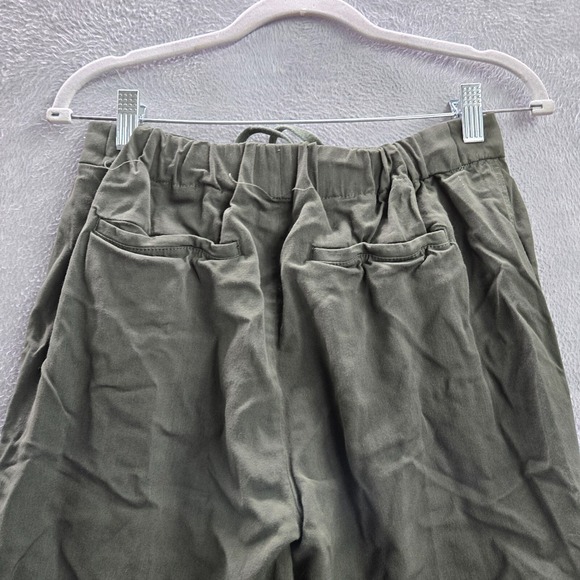 Vince Women Pants Medium Green Cropped Drawstring Pockets High Rise 22 in Inseam - Picture 7 of 12